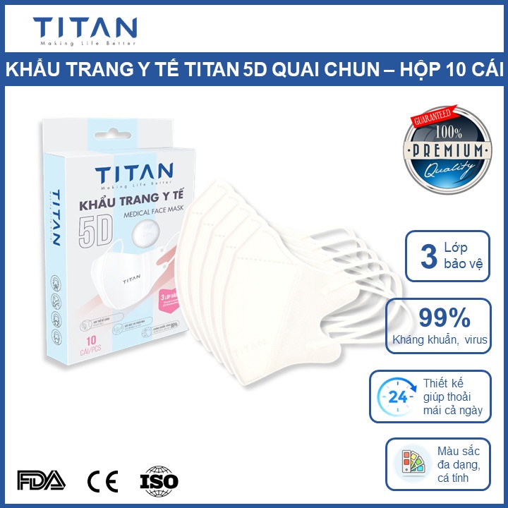 5D Mask FAMAPRO x TITAN Khẩu trang y tế kháng khuẩn 3 lớp (10 cái/hộp)