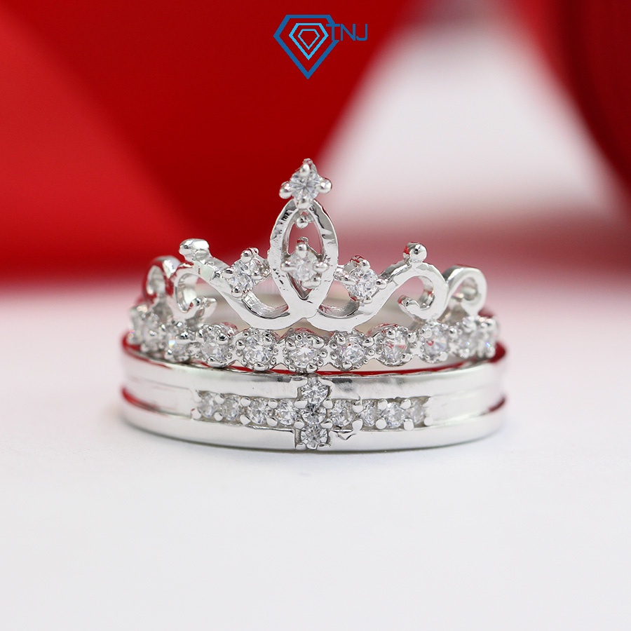 Nhẫn đôi bạc 925 nam nữ King , Queen khắc tên ND0182 - Trang Sức TNJ