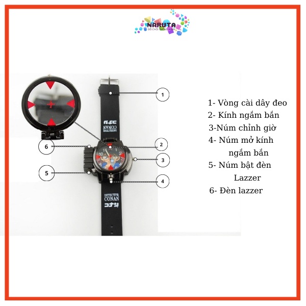 Đồng hồ trẻ em dành cho bé trai conan có đèn lazer Naruta | BigBuy360 - bigbuy360.vn