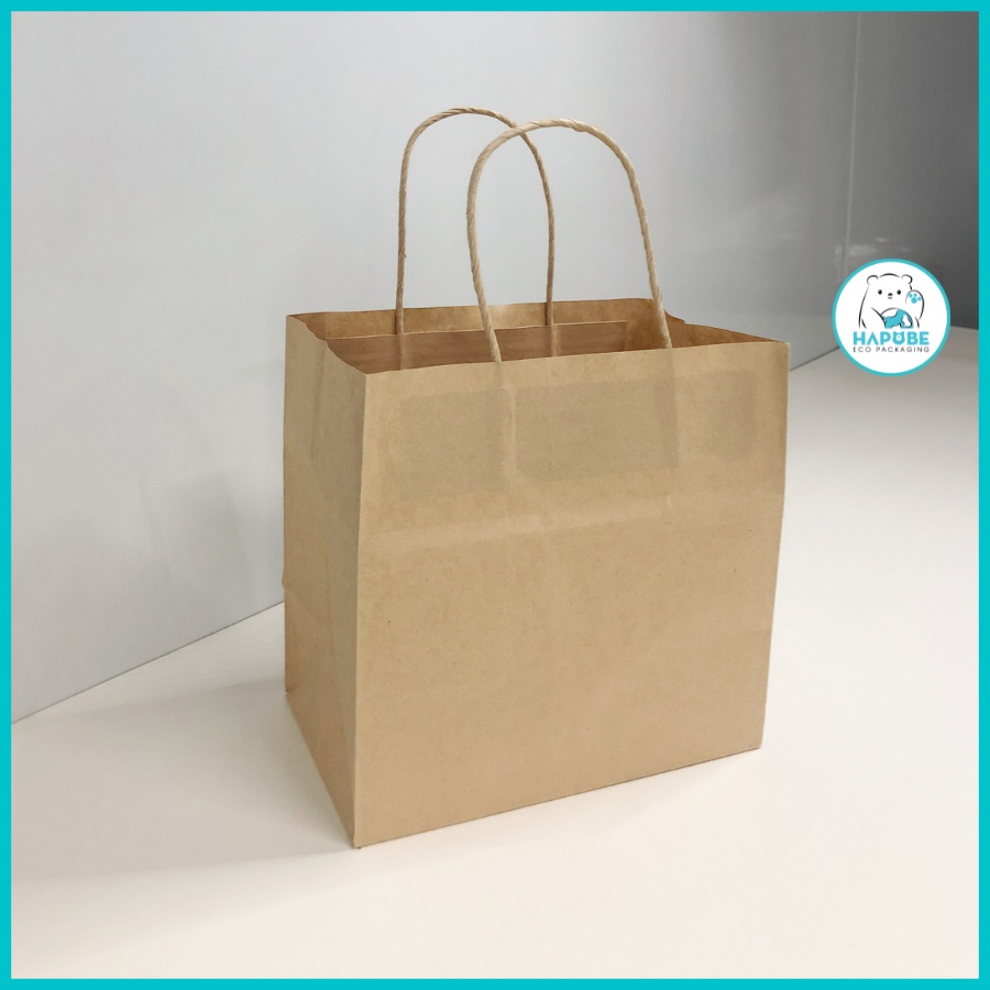 Combo 100 túi giấy kraft có quai 21x15x21cm GQZ047