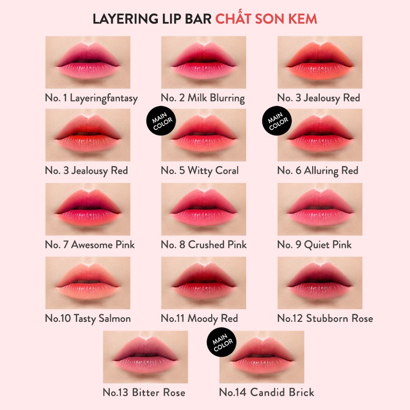 Son thỏi 6 màu chuyển sắc thời thượng-Phiên bản lì mịn Laneige Layering Lip Bar-Matte 1.9g