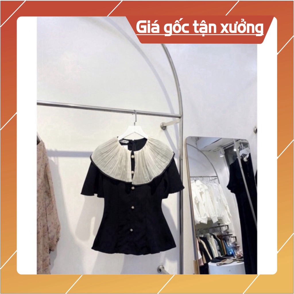 Áo Kiểu Cổ Bèo Cúc Ngọc, Áo Kiểu Tiểu Thư Tay Rơi