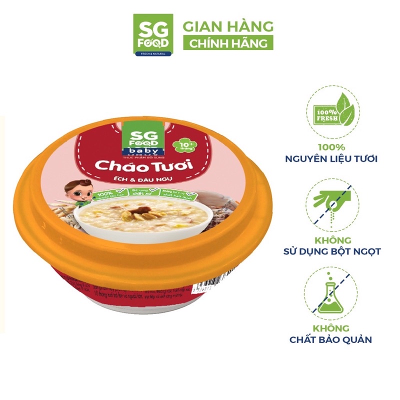 Cháo tươi Baby chén Sg Food 240g cho trẻ từ 10 tháng tuổi trở lên.