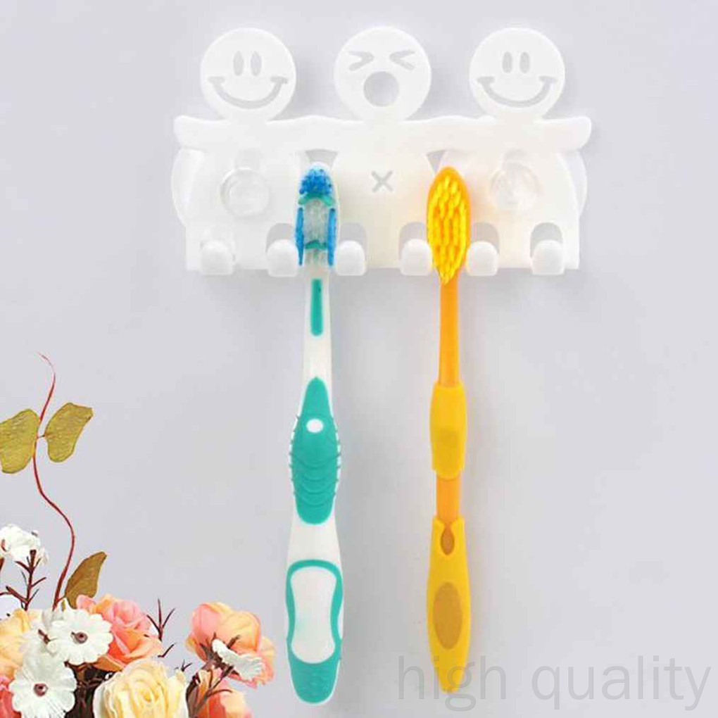 Giá Đựng Bàn Chải Đánh Răng Gắn Tường Hình Mặt Cười Đáng Yêu Bằng Nhựa Cho Nhà Tắm Tiện Dụng