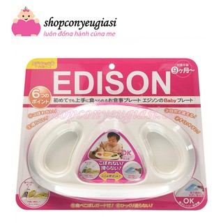 Khay tập ăn 3 ngăn edison màu hồng