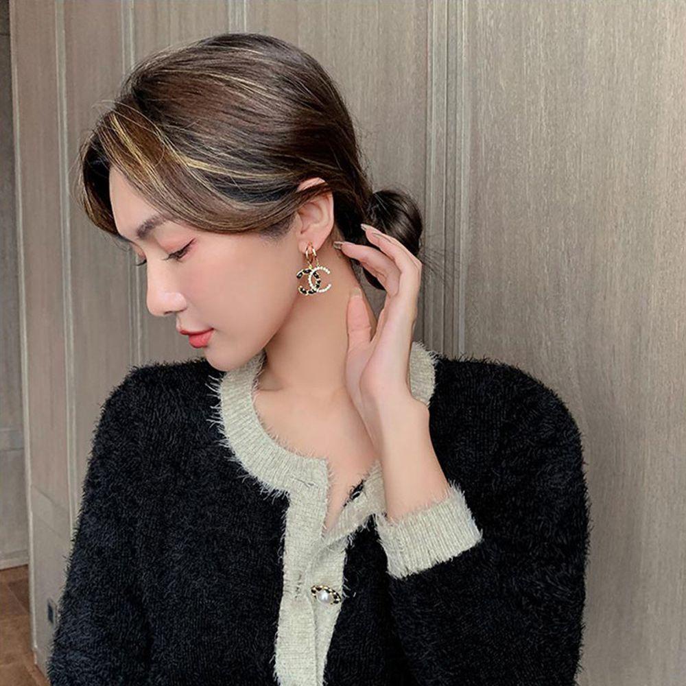 Khuyên Tai Da Dáng Dài Hình Chữ C Phong Cách Vintage Thời Trang Cho Nữ