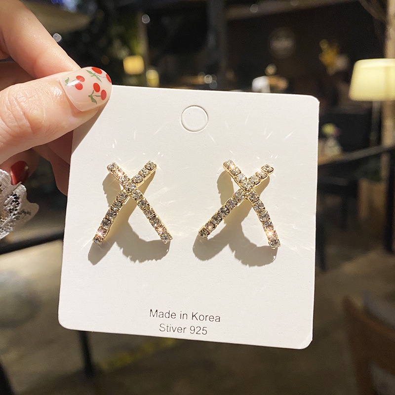 Bông Tai Đính Đá Toàn Diện Phong Cách Nhật Hàn Đơn Giản