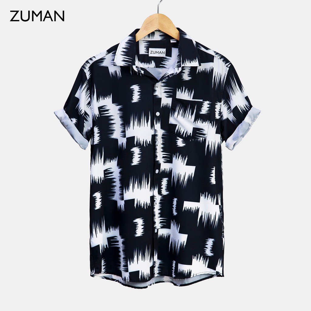 Áo sơ mi nam họa tiết tay ngắn Long Sleeve Shirts ASM112  ZUMAN  chất lụa cao cấp, form suông, thoáng mát