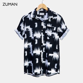 Áo sơ mi nam họa tiết tay ngắn Long Sleeve Shirts ASM112  ZUMAN  chất lụa cao cấp, form suông, thoáng mát