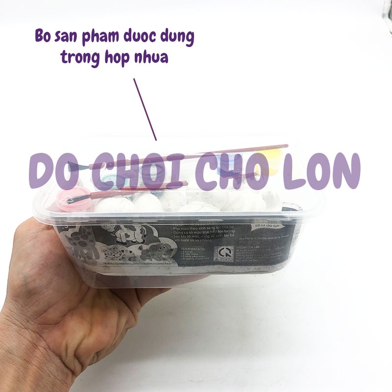 Bộ đồ chơi tô tượng thạch cao 6 tượng size 5 cm kèm cọ, màu và khay pha màu