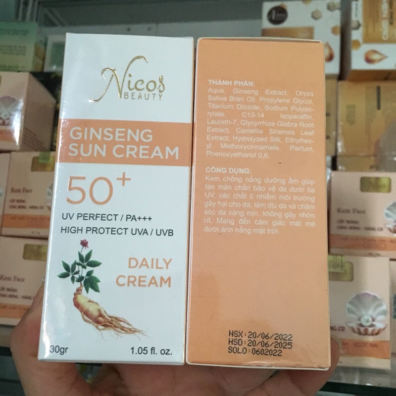 Kem Chống Nắng Rễ Sâm Nicos- Kem Chống nắng Nicos Beauty