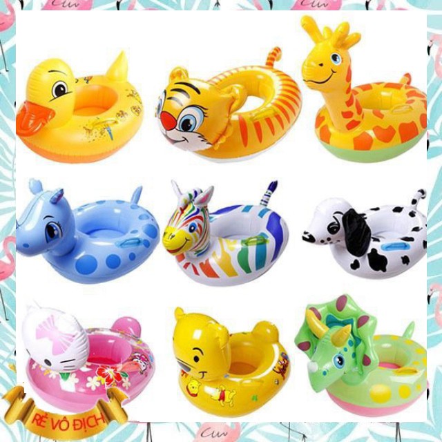 Phao Bơi Chống Lật Hình Thú Siêu Dễ Thương - Phao Xỏ Chân Hình Thú 80cm Cho Bé Chất Liệu An Toàn Tuyệt Đối