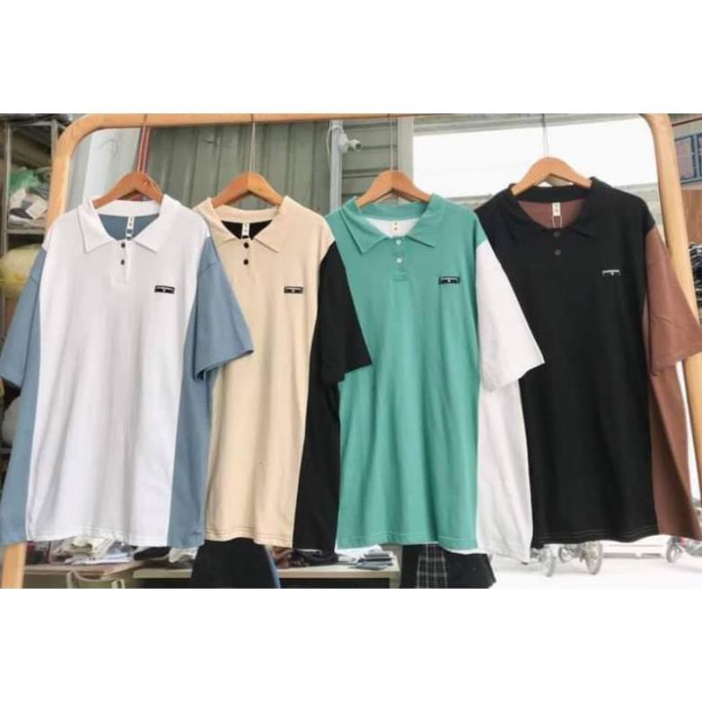 [Rẻ Vô Địch] Áo cotton tay lỡ Unisex mặc đôi ,nhóm , lớp------ Áo polo phối in logo ngực  ྇