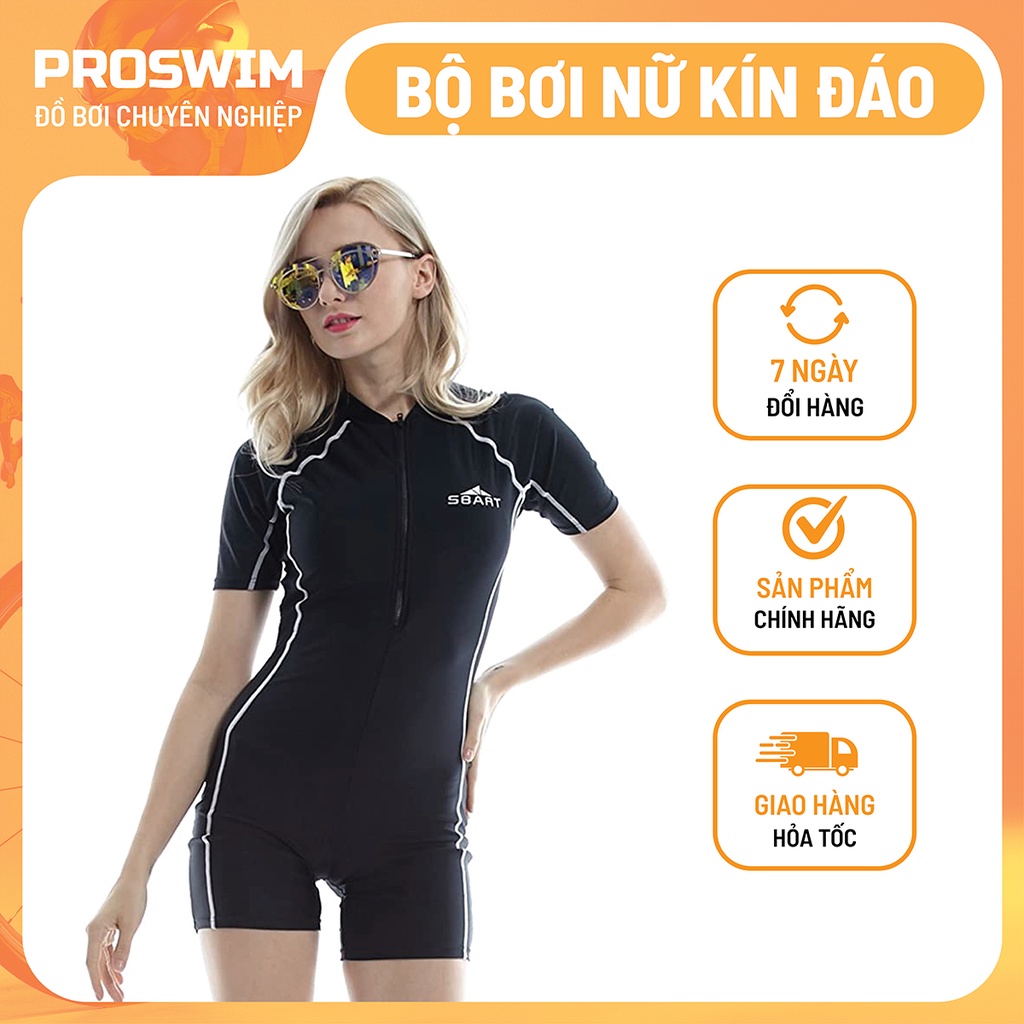 Bộ bơi liền kín nữ chống nắng chống UV chính hãng SBART co giãn 4 chiều ôm sát cơ thể che nhược điểm, cảm giác thon gọn