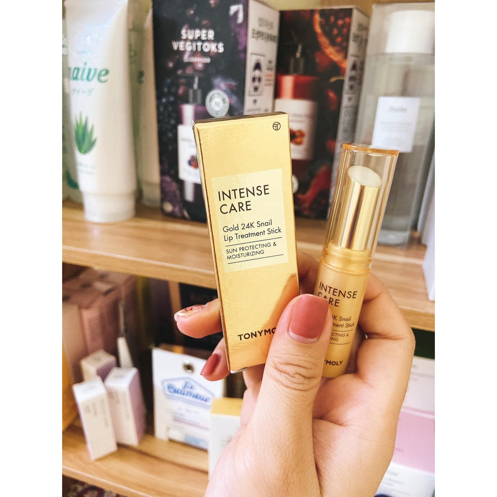 Son dưỡng tái tạo môi Intense Care Gold 24k Snail Lip Treatment - Tonymoly