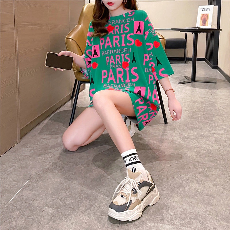 Áo Thun Tay Ngắn Plus Size Dài Trung Bình Phong Cách Hàn Quốc Cho Nữ