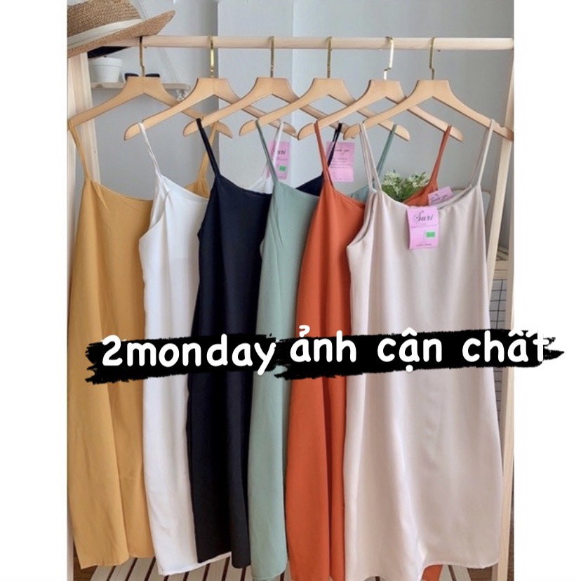[Ảnh thật/Video] Váy hai dây chất đũi lụa dáng xuông siêu mát dây lưng điệu đà