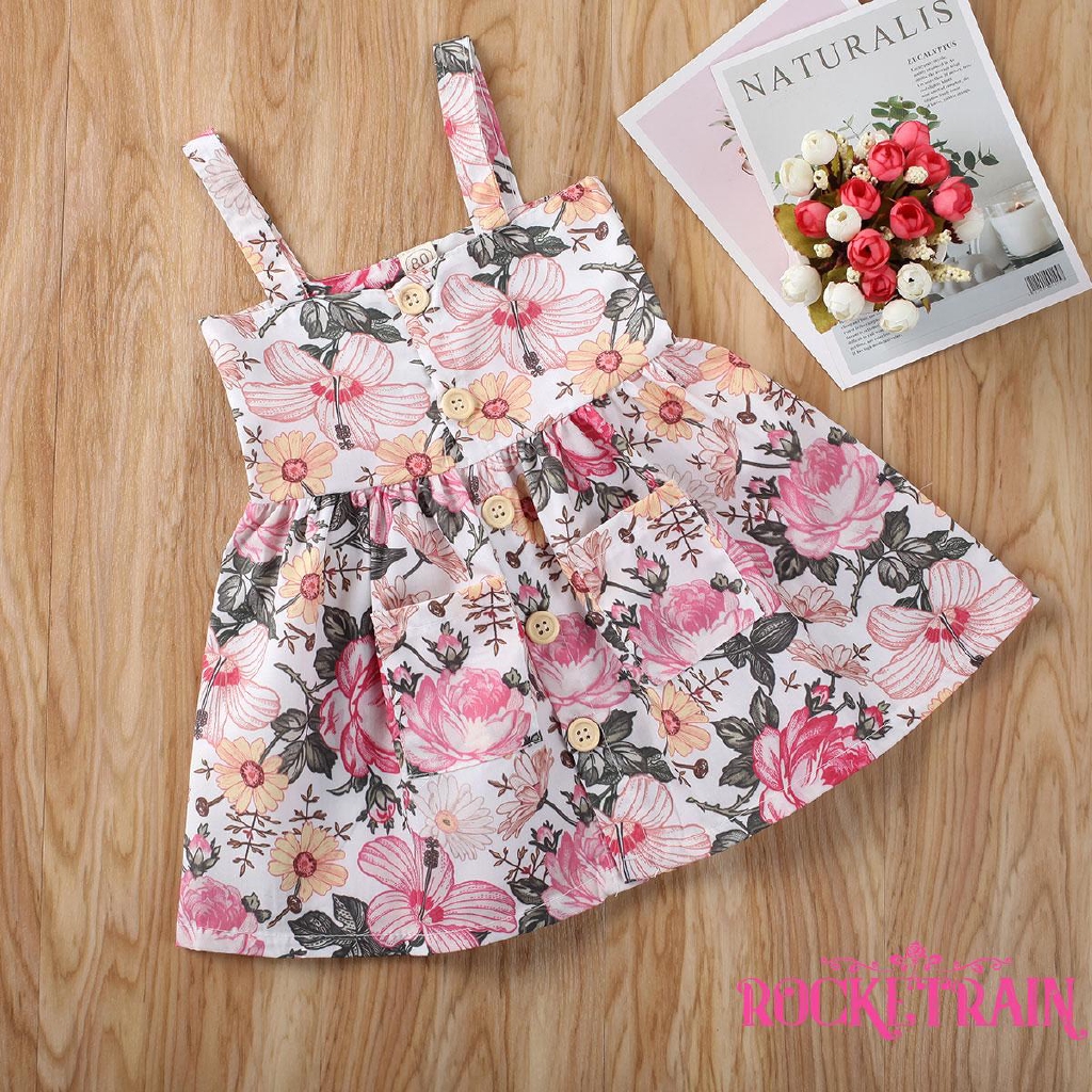 Đầm Xòe Họa Tiết Hoa Phong Cách Công Chúa Cho Bé Gái