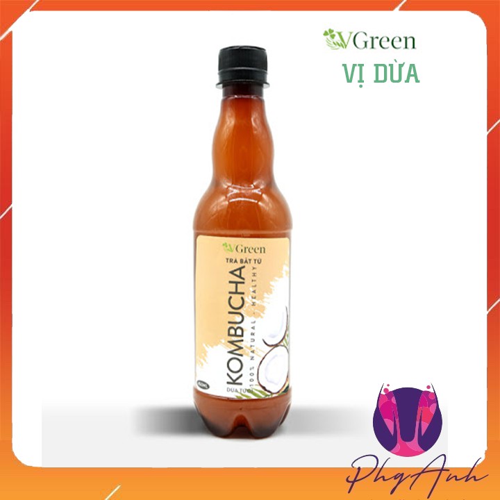 Trà bất tử Kombucha Vgreen chai nhựa 330ml Combo 5 chai