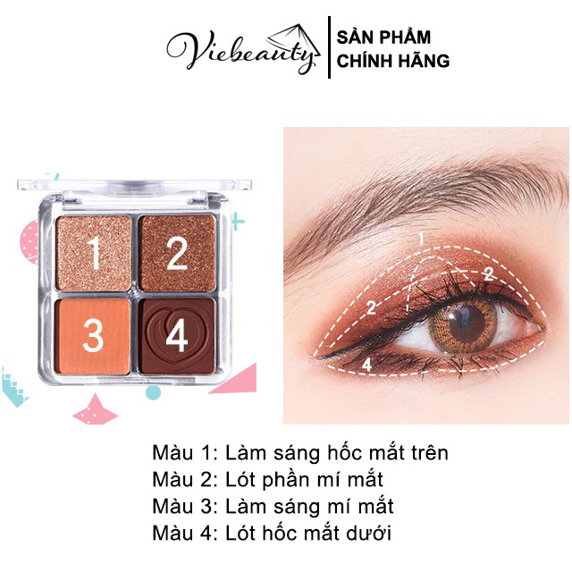 Bảng Phấn Trang Điểm Mắt HANLU PJ604 4 Màu Chống Thấm Nước 3.2g - Khongcoson