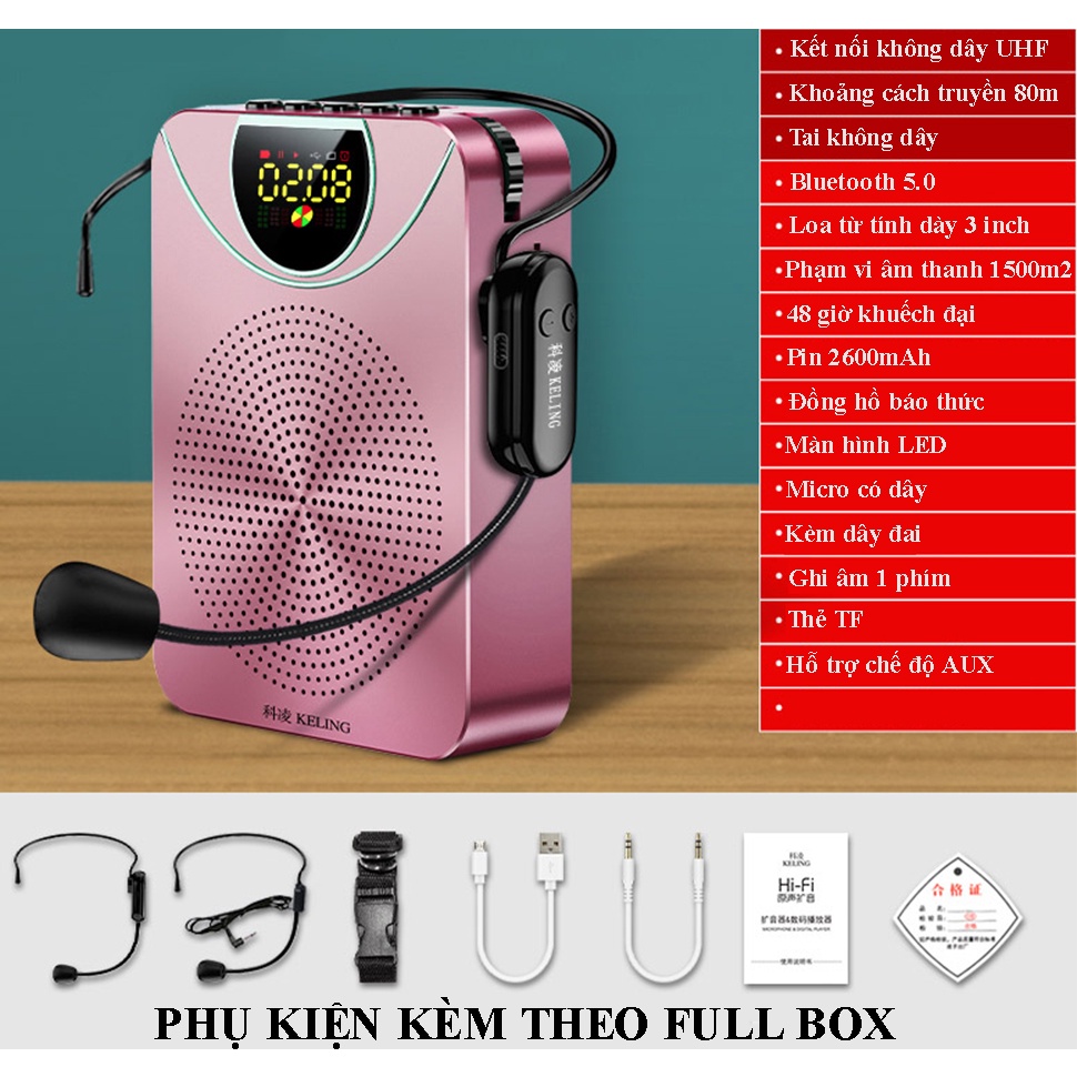 Loa Trợ Giảng KAW Bluetooth Mini Không Dây Chính Hãng Keling Màn Hình LED