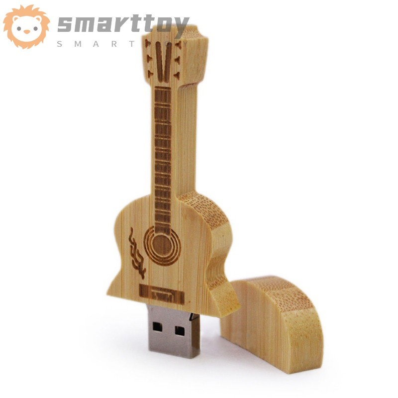 Thẻ Nhớ Usb 8 / 16 / 32 / 64gb Vỏ Gỗ Tre Hình Đàn Ghi Ta