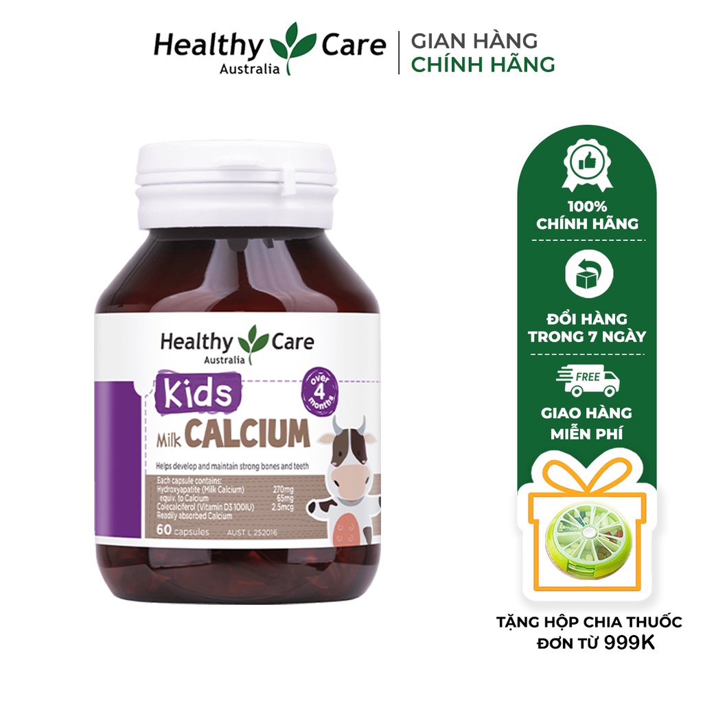 Viên sữa bổ sung canxi cho bé Healthy Care Milk Calcium 60 viên