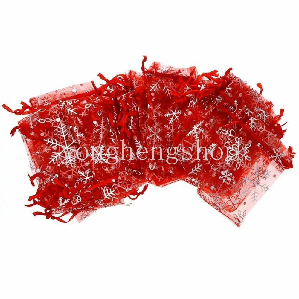 Set 100 Túi Rút Dây Họa Tiết Bông Tuyết Xinh Xắn Đựng Quà