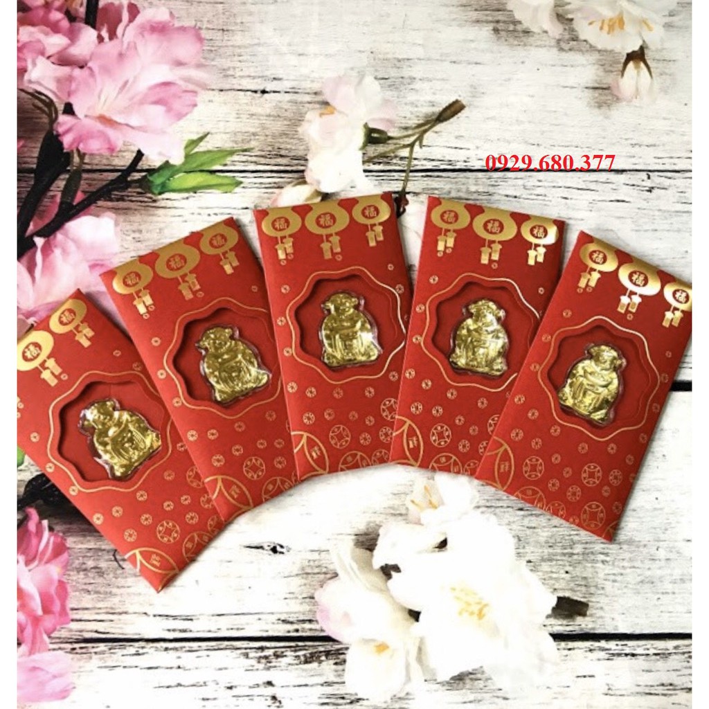 [ SHOPEE YÊU THÍCH] Bao Lì Xì Thần Tài Mạ Vàng 24k May Mắn