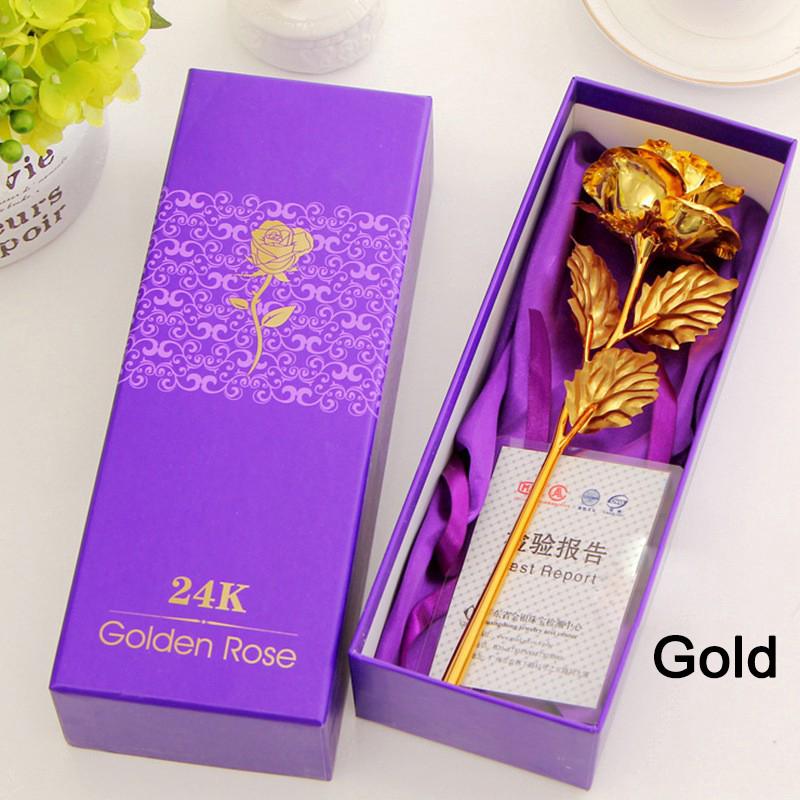 Hoa hồng trang trí mạ vàng 24K