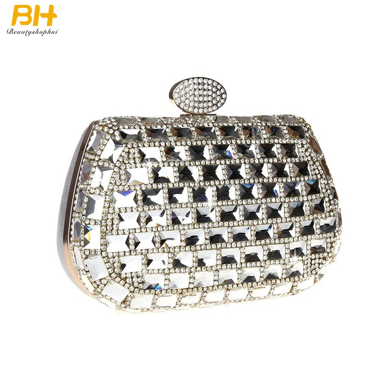 Ví Cầm Tay Đính Kim Cương Giả Lấp Lánh Sang Trọng Cho Nữ