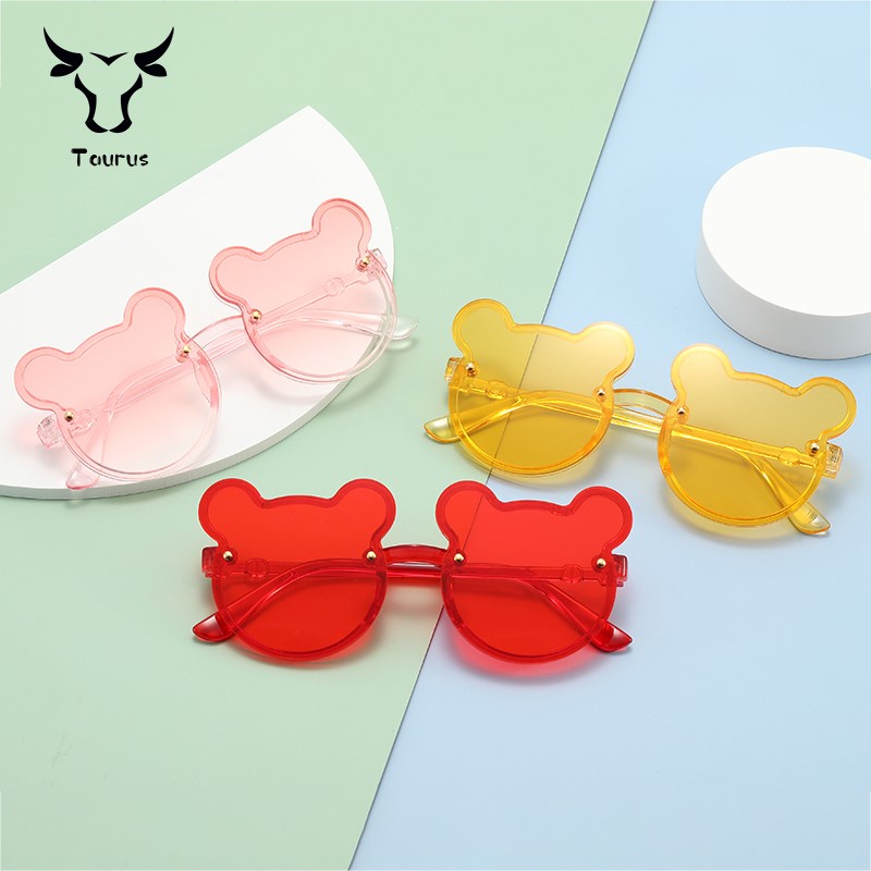 Khung gấu retro thời trang trẻ em dễ thương kính râm đi biển kính râm trẻ em