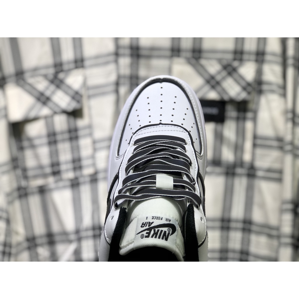 Giày Af1 Low Trắng Đen Phản Quang 7 Màu Cao Cấp Fullbox, Giày thể thao nam nữ af1 viền đen phản quang cổ tròn, gót vuông