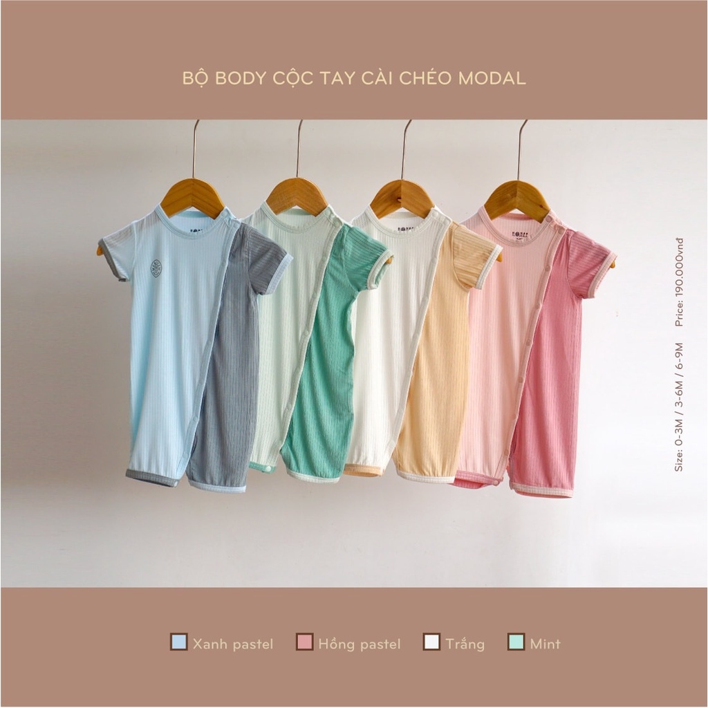 Body cộc tay cài chéo modal hrnee quần áo bé trai bé gái mùa hè thoáng mát cao cấp