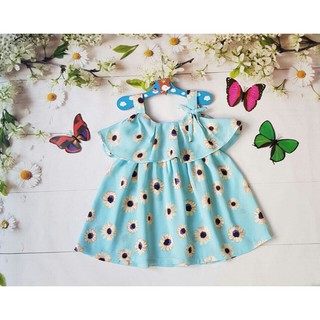 Đầm dây in hoa bé gái 7-9 tuổi