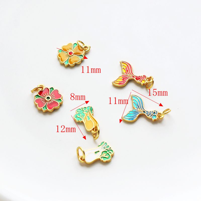 Mặt Dây Chuyền/ Khuyên Tai/ Vòng Tay/ Dây Chuyền Hình Đuôi Cá Màu Vàng Nhám 18k diy