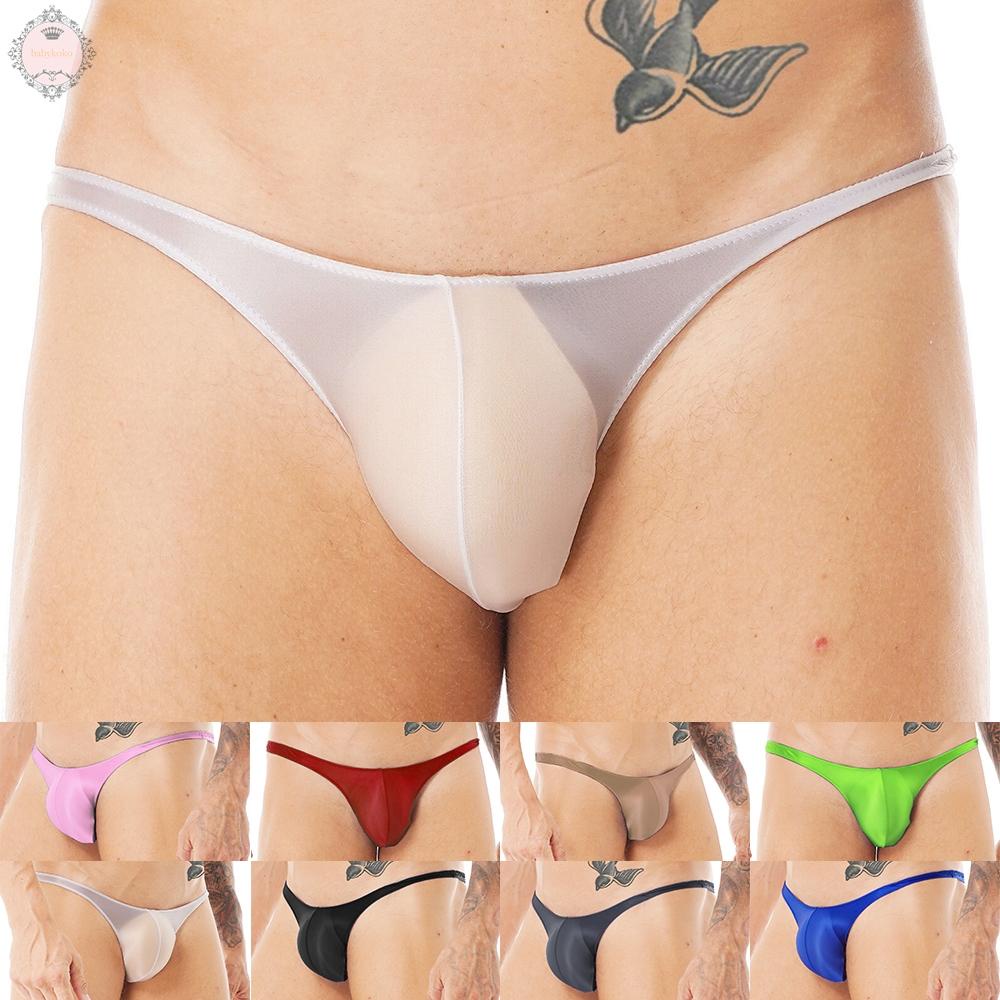 Men Underwear Thong Sexy Bikini G-String Oil Shiny Bulge Pouch T-Back Underpants