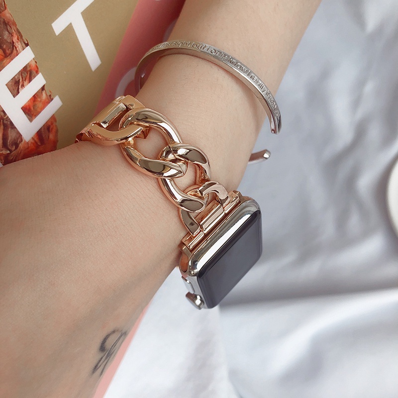 Dây Xích Đeo Đồng Hồ Bằng Kim Loại Cho Apple Watch Series S8 7 Ultra SE S6 40mm 41mm 45mm 41mm 49mm iwatch 3 4 5 6 7 8