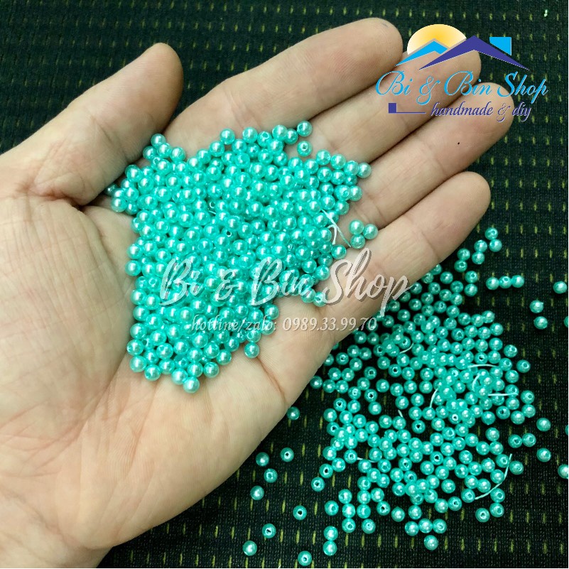 200g Hạt Trai Tròn 4mm Có Lỗ Giữa Đính Kết Trang Phục, Làm Phụ Kiện Thời Trang