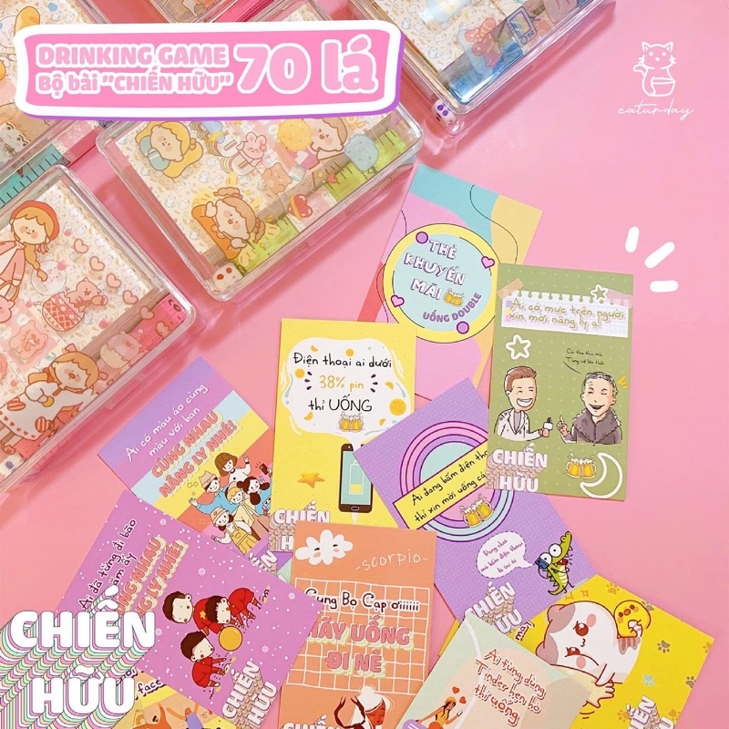 Bộ bài "CHIẾN HỮU" 70 lá - Drinking Game dễ chơi giúp khuấy động các buổi hội họp, tụ tập vui chơi cùng bạn bè | caturda