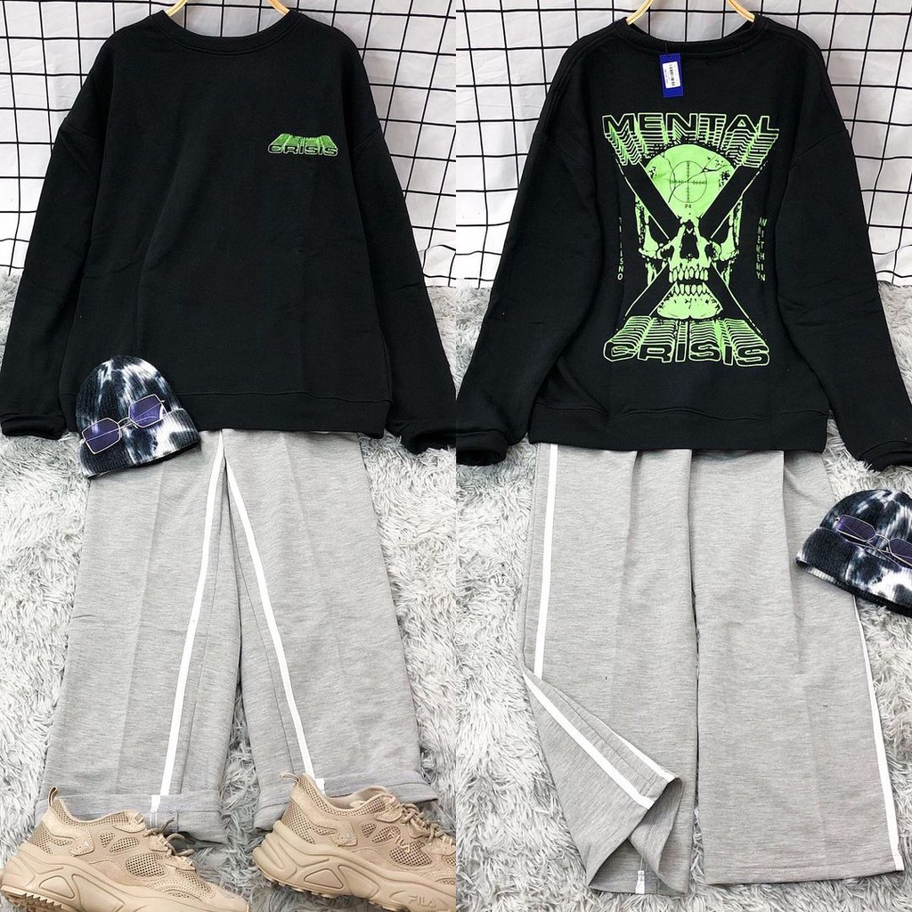 Áo Sweater nam nữ MEANSTORE nỉ da cá oversize Unisex form rộng Ulzzang Streetware Hàn Quốc chất mềm mịn - Crisis