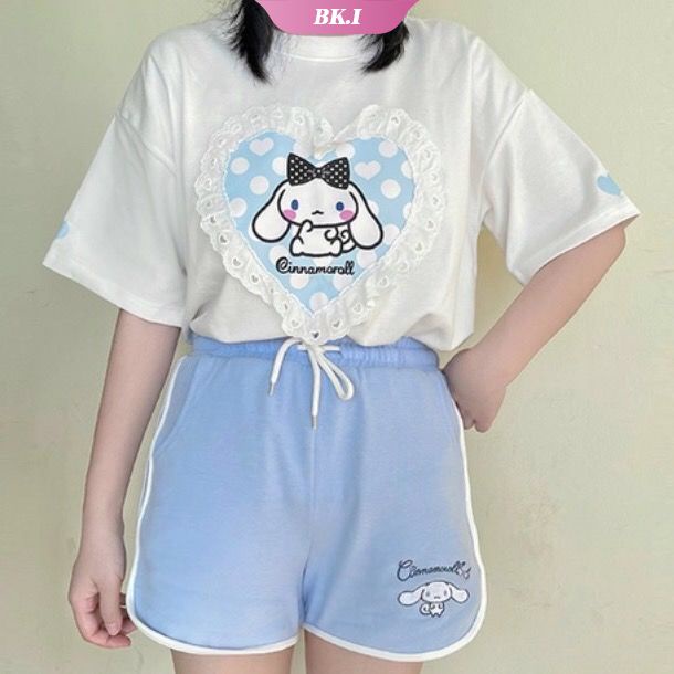 SANRIO Quần Short Thể Thao Lưng Cao Co Giãn In Họa Tiết Hoạt Hình Kuromi Dễ Thương Phong Cách Hàn Quốc Cho Nữ Y2k