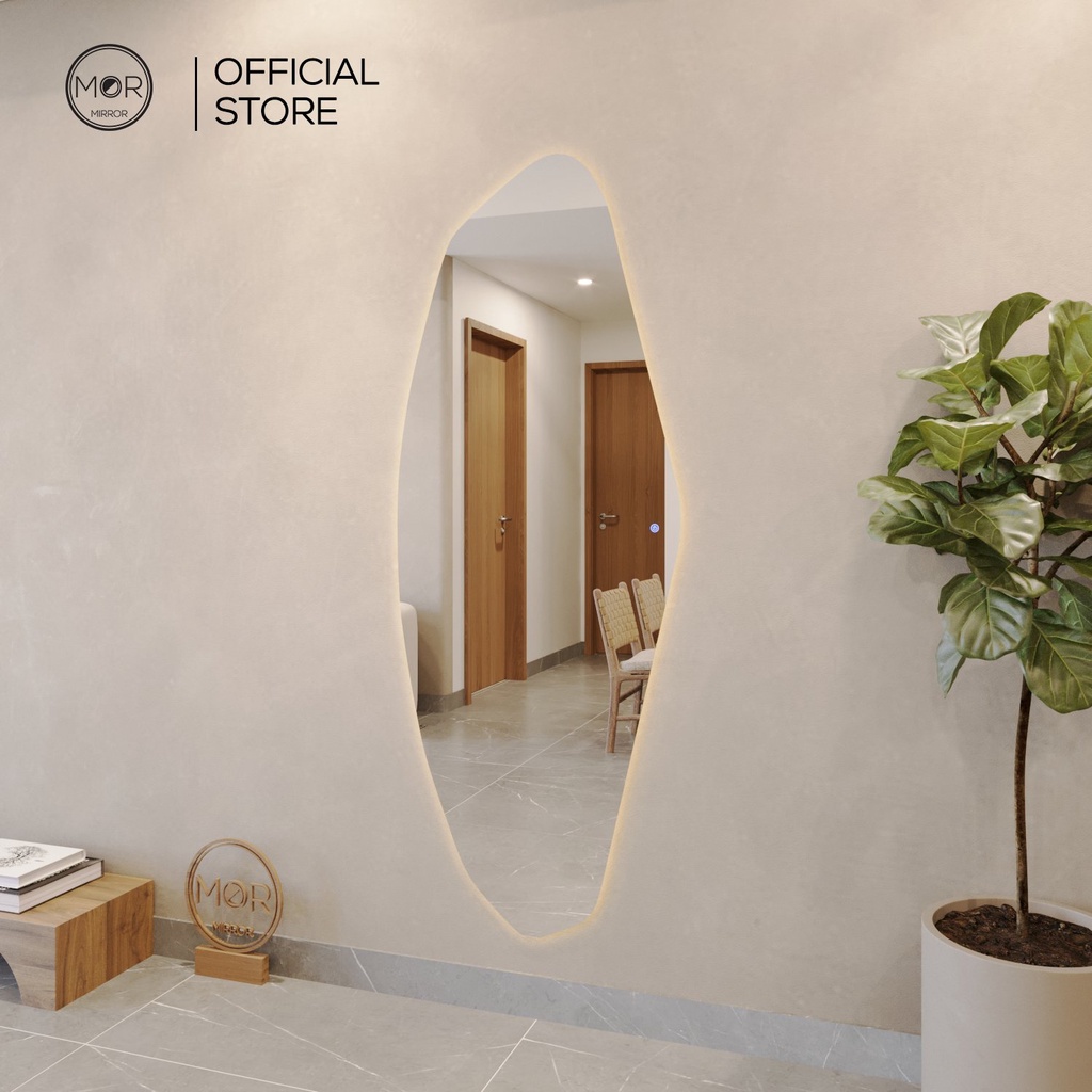 Gương Toàn Thân Hình Viên Đá Cảm Ứng Led Cao Cấp MOR MIRROR Nhiều Kích Thước Đầy Đủ Phụ Kiện