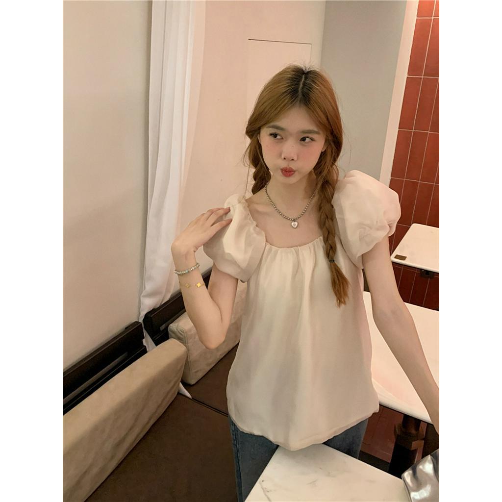 Áo Sơ Mi Ngắn Tay Trễ Vai Phong Cách Pháp Kiểu Mới 65879
