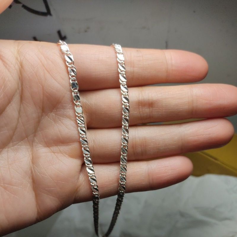 Dây chuyền mè dẹt bạc nguyên chất 45cm