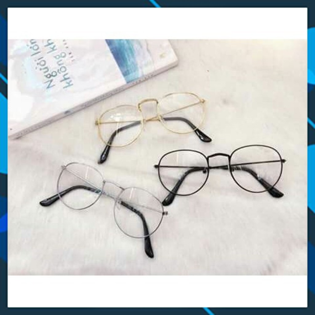 Mắt Kính Ngố Tròn Thời Trang Gọng Kim Loại