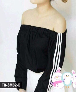 Áo trễ vai sọc tay dài