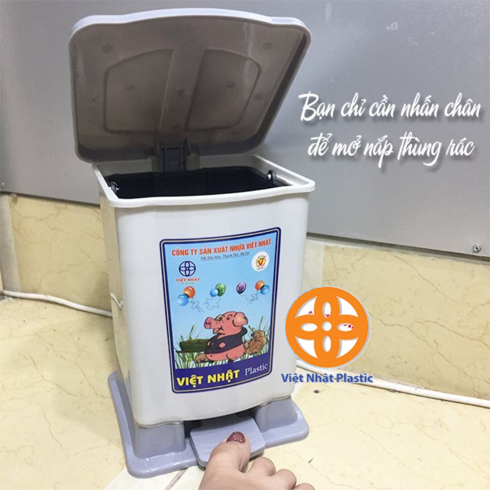 Thùng rác văn phòng bật nắp, thùng đựng rác nhựa Việt Nhật