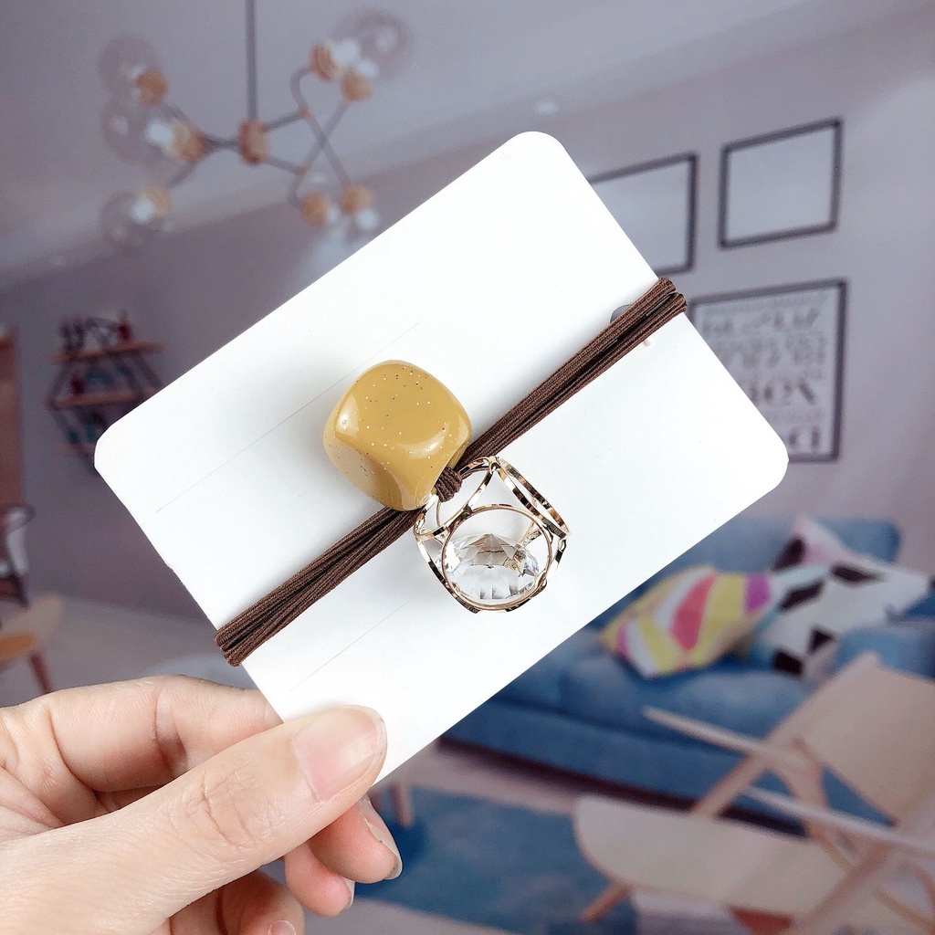 Dây Cột Tóc Đính Đá Pha Lê Phong Cách Hàn Quốc Xinh Xắn Cho Nữ