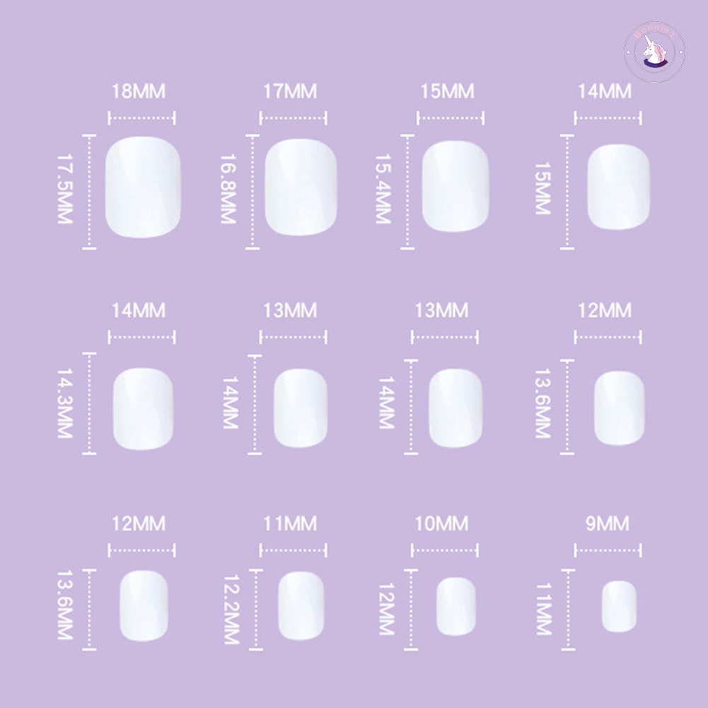 Bộ 24 Móng Tay Giả Ngắn Màu Trắng Trơn Thời Trang Cho Nữ